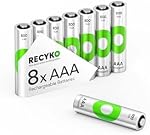 Remboursé AAA Piles 800mAh – Préchargé – Réutilisation 1000+ Heures – Contient de la puissance après 6 Années – Remboursé NiMH pile AAA – Boîte de 8