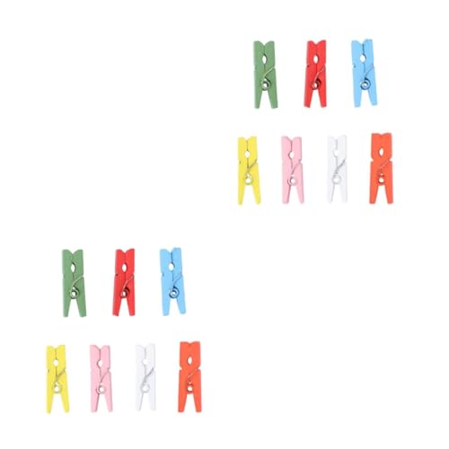 Cabilock 2 Set di 7 Colori Assortiti Mollette in Legno Resistenti Clip Artigianali per Foto Organizzatore di Cavi Versatile Graffetta per Esposizione di Opere Darte 100 Pezzi * 2