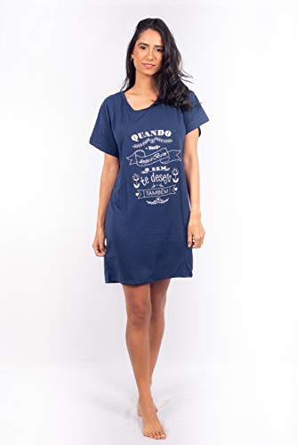 Pijama Adulto Feminino Camisola Camisão Manga Curta (M, Rosa-Chiclete)