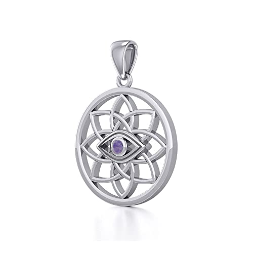 Flower Of Life Eye of Protection Sterling Silver Pendant Necklace