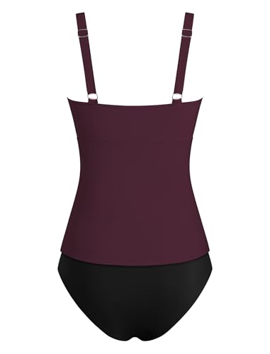 Image of ZAFUL Tankini Swimsuits for Women Tummy Control High Waisted Twist Front Ruched Two Piece Bathing Suit