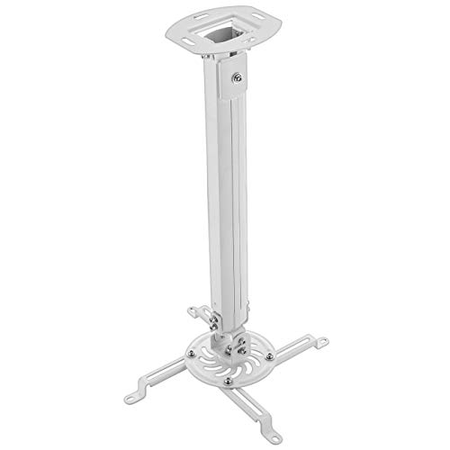 deleyCON Support de Plafond Universel pour Projecteur +- 15° D'inclinaison - Rotation à 360° - Jusqu'à 13,5Kg - Hauteur Réglable de 545mm à 900mm - Blanc