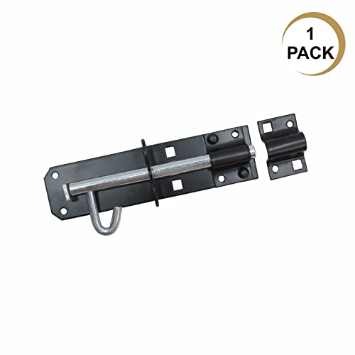 SUL Padbolt Heavy Duty Brenton Bolt Type 2A Sliding Gate Bolt Locakable padbolt 150mm for Shed Doors Gate Lock & Outhouse Doors Black Gate Bolt 150mm (6 Inch) (1 PK) - Image 2
