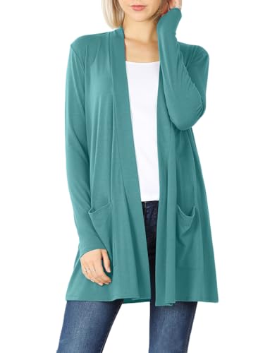 Image of Women's Open Front Cardigan Long Sleeve with Pockets Casual Outwear