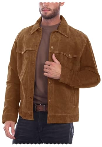 Men's Classic Suede Blazer 6-Button Retro Casual Cowboy Faux Leather Sports Jacket3