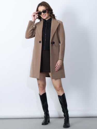 Image of PLAGG Women's Notched Lapel Long Overcoat