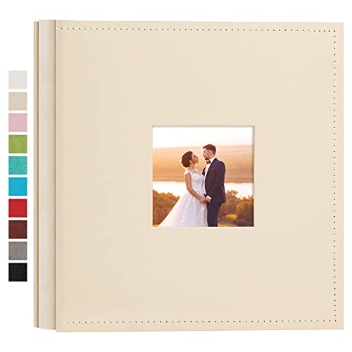 potricher Small Photo Album 4x6 200 Photos Leather Cover Picture Book with 200 Horizontal Pockets for Family Wedding Anniversary and Baby (Beige)