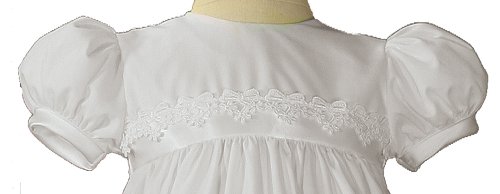 White Polycotton Christening Baptism Gown With Lace Trim & Bonnet, 03 #TOP1
