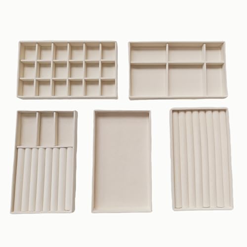 Lilanjumo Jewellery Organiser Tray, Stackable Jewelry Tray Drawer Insert Divided Storage Holder, Earring Organiser for Women Girls Jewellery Storage Display Case for Ring, Necklace 5 Styles(Beige) - Cosy Home Interiors Lilanjumo Jewellery Organiser Tray, Stackable Jewelry Tray Drawer Insert Divided Storage Holder, Earring Organiser for Women Girls Jewellery Storage Display Case for Ring, Necklace 5 Styles(Beige)