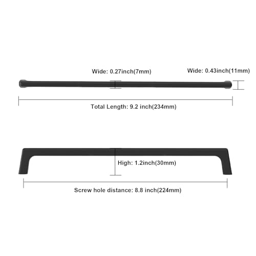 Image of Asidrama 10 Pack 8.8 Inch(224mm) Matte Black Cabinet Pulls Cabinet Handles Cupboard Handles Kitchen Cabinet Hardware for Cupboard Drawer Pulls