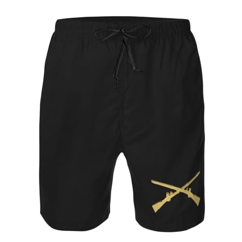 USA Army Infantry Insignia Men's Beach Shorts Quick Dry Swim Trunks with Pockets Mesh Lining3
