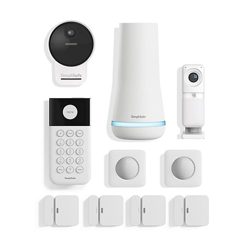 SimpliSafe 10 Piece Wireless Home Security System with Outdoor Camera- Optional 24/7 Professional Monitoring – No Contract – Compatible with Alexa and Google Assistant
