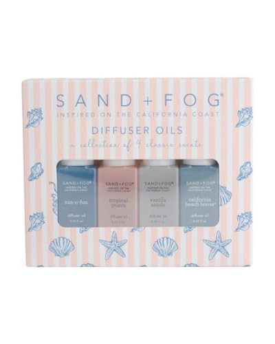Image of Sand + Fog Diffuser Oils Gift Set, 4 Pack, 0.33 fl oz Each (Sun-n-Fun, Guava, Vanilla, Beach)