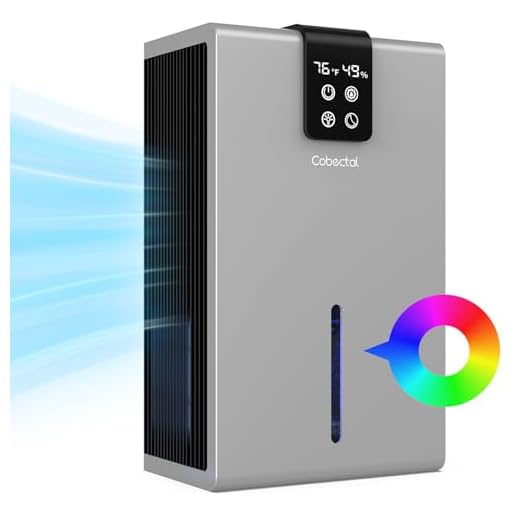 Cobectal Electric Dehumidifier for Home, Portable Dehumidifier Auto Shut Off, 3 Modes with 95oz Water Tank, Air Dehumidifier with Colorful Light for Basement, Bedroom, Bathroom, Closet (Silver)
