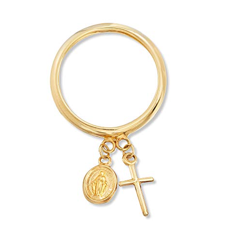 Ross-Simons Italian 14kt Yellow Gold Religious Charm Ring. Size 8 - Image 5