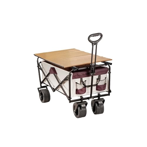 Carro Plegable de Gran Capacidad con Ruedas Tanque Grande, vagón Playa 500 Libras for Arena, jardín, pícnic al Aire Libre, Carrito Compras(7-4 STC Mika-Table)