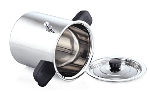 Image of Twin Birds Stainless Steel Milk Cooker /Boiler /Pot with Handle 2Ltr, Steel Milk Boiler Pot Double Handle - 2 Litre