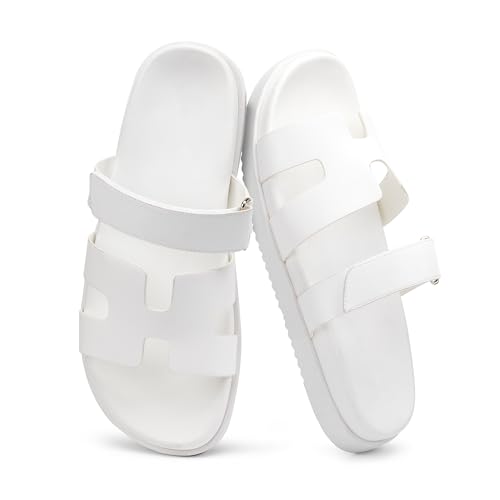 Sandals for Women Open Toe Thick Sole Slide Shoes Comfort Platform Sandals Adjustable Strap Casual Slip on Flats Beach Sandals