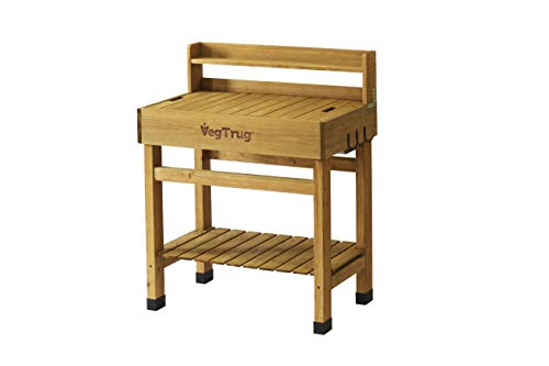 Image of VegTrug Deluxe Potting Bench, Natural | Potting station, garden work surface, seed starting, transplanting and tool storage