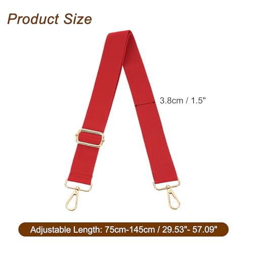 Image of uxcell Wide Shoulder Strap, 3.8cm Adjustable Purse Strap Replacement Crossbody Strap for Shoulder Bag Handbag, Red, Light Gold Pull Core Buckle