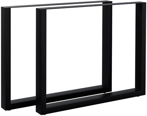 CLP Patas de Mesa de Metal Negras 2 Unidades Ilkan, Set de estructuras para Mesa DIY, Estructura de Mesa con Recubrimiento en Polvo, Color:Negro, Tamaño:90 cm