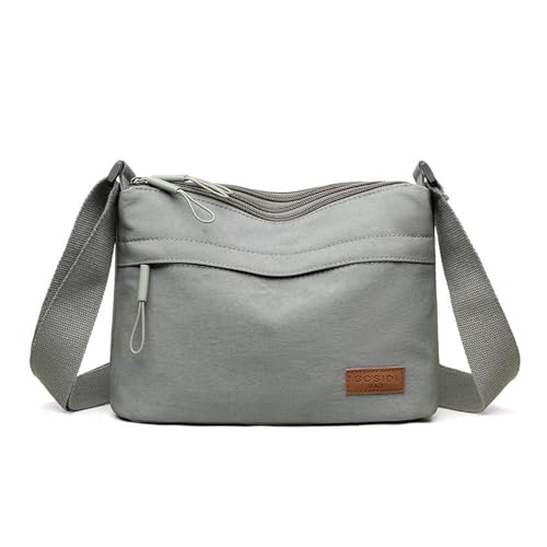 Bolsas transversais para mulheres, bolsa de ombro pequena, de nylon, leve, casual, simples, adequada para o trabalho, viagens diárias, Cinza