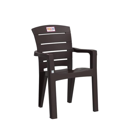 Image of AVRO FURNITURE 9955 Plastic Chairs, Set of 4 Matt Pattern Plastic Chairs for Home, Living Room, Bearing Capacity up to 200Kg Strong and Sturdy Structure, Brown