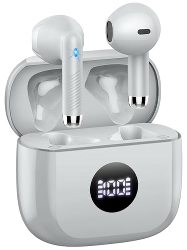 Wireless Earbuds, Bluetooth Headphones 5.4 Deep Bass, in Ear Earphones with ENC Noise Cancelling Mics, 40H Playback Bluetooth Earbuds with Mini Case, IP7 Waterproof Ear Buds with USB C, LED Display