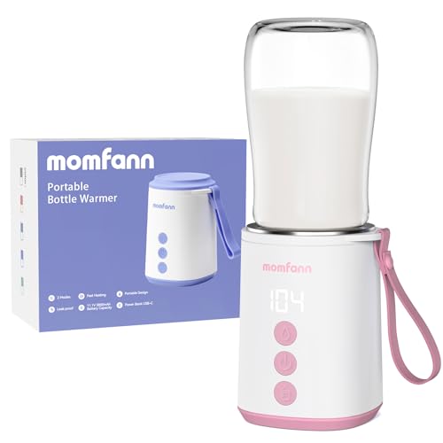 Image of MOMFANN Portable Bottle Warmer, Travel Baby Bottle Warmer for Breastmilk On The Go, Leak-Proof, 2 Modes Fast Heating, Pink