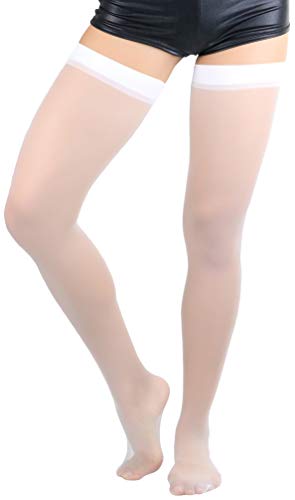 Image of ToBeInStyle Women's Seamless Thigh High Nylon Stocking With Opaque Band