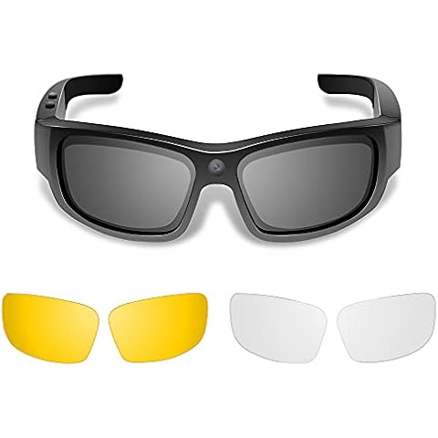 1080P HD Hidden Camera Glasses Body Camcorder with 140 Degree Wide View Angle, Support Photo Taking, UV400 Polarized Glasses Lens, 16GB Memory Card Built-in Cover