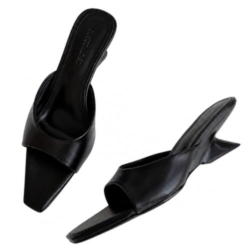 Black Sculptural-Heel Sandals