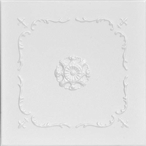 A La Maison Ceilings R43 Bourbon Street Foam Glue-up Ceiling Tile (128 sq. ft./Case), Pack of 48, Plain White