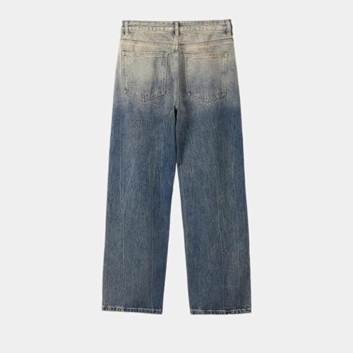 Jeans Pants Trousers Denim Gradient Blue Micro Flared Men's Classic Loose Washed Tie Dye Wide Leg High Street2