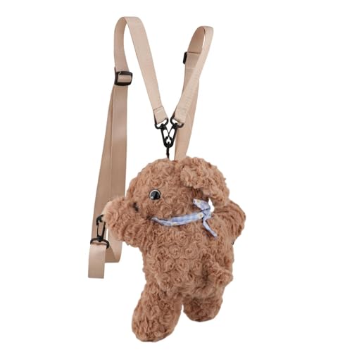 Sac bandoulière chien en peluche brun pour sorties et loisirs