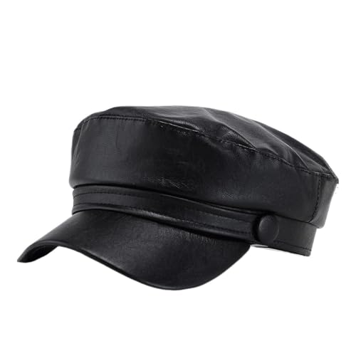Casquette octogonale en cuir PU pour femme style peintre chic