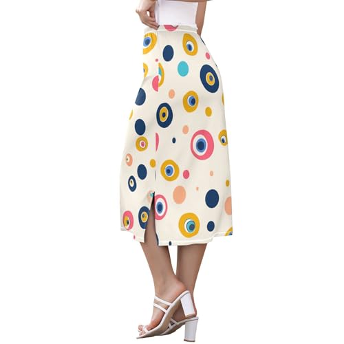 Women's Trendy High Waisted Midi Slip Skirt Spring Midi Skirt with Slit2