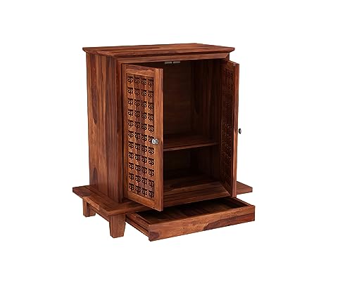 Image of Wudniture Sheesham Wood Bhagavati Handcrafted Home Mandir /Temple (Honey Finish) | Wooden Pooja Mandir for Home & Office