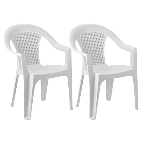 O91 Pack 2 Sillas con Reposabrazos Stack Blancas 52x40x82cm