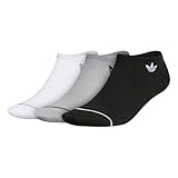 adidas Women's Originals No Show Socks (3-Pack), Black/Light Onix/White, Medium