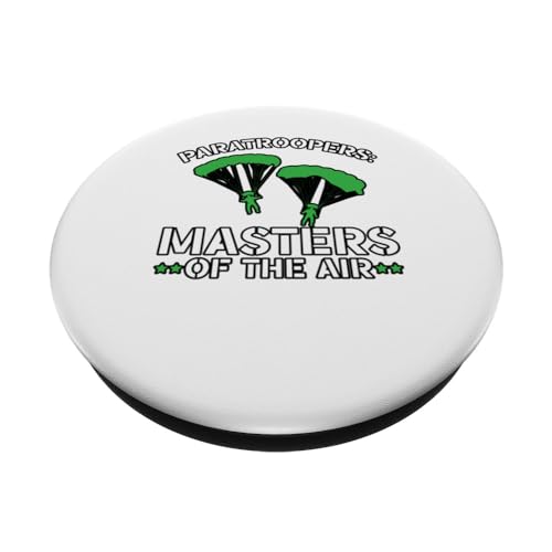 Airborne Paratrooper Parachute Skydiving Parachuting PopSockets Swappable PopGrip, Black - Image 2