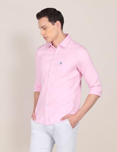 Image of U.S. Polo ASSN. Men's Solid Spread Collar Premium Cotton Dobby Tailored Fit Shirt