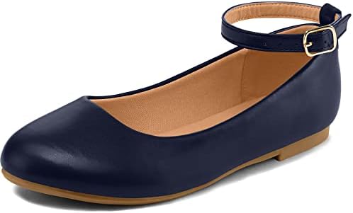 K KomForme Girl’s Ballerina Flat Ankle Strap Dress Ballet Flat Shoes（Toddler/Little Kid/Big Kid）