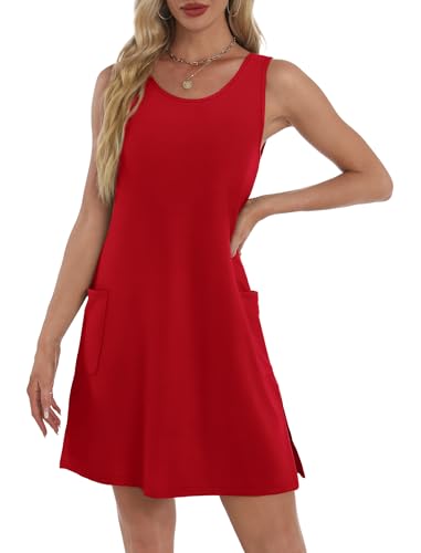 Image of BKRIVE Coverup Summer Dresses for Women 2026 Eyelet Casual Loose Sleeveless Sundresses Tank Dresses with Pockets