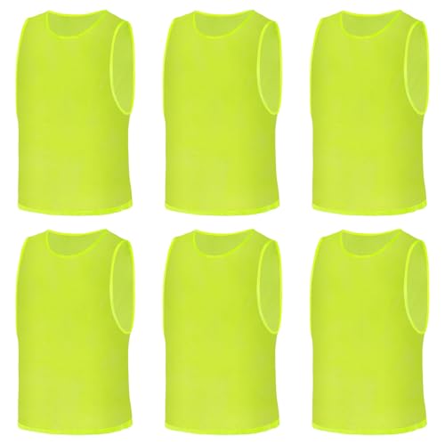 AUYAO Petos Futbol, 6Pcs Petos Futbol Niños, Petos de Fútbol Niños, Chaleco de Entrenamiento de Malla Transpirable, Camisetas Deportivo para Balón de Fútbol Baloncesto, M
