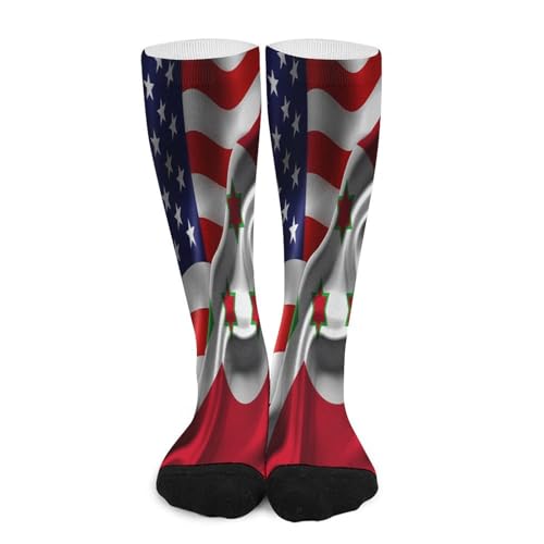 Melbrakin Amérique contre Burundi Combo drapeau burundais Chaussettes de compression pour femmes et hommes, mi-hautes, idéales pour la course à pied et les voyages.
