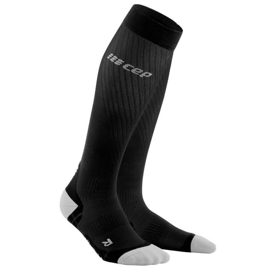 CEP Men's Ultralight Compression Tall Run Socks Black/Light Grey Size 54