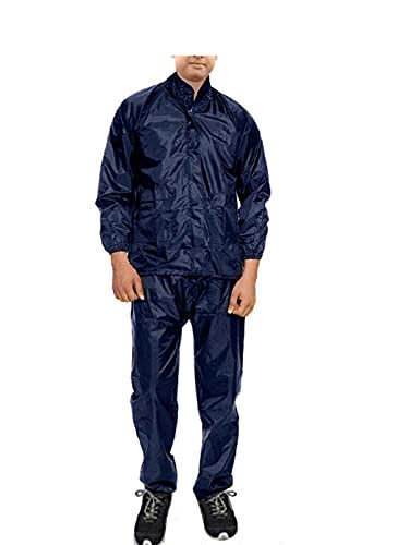 Image of Rain Suit Man s Boy's Solid Blue Colour Rain Suit With Cap