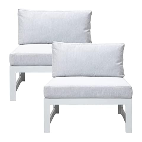 RADIATA Aluminum White Sofa 2 Pieces Armless Chairs Outdoor Patio Furniture (White) Cover