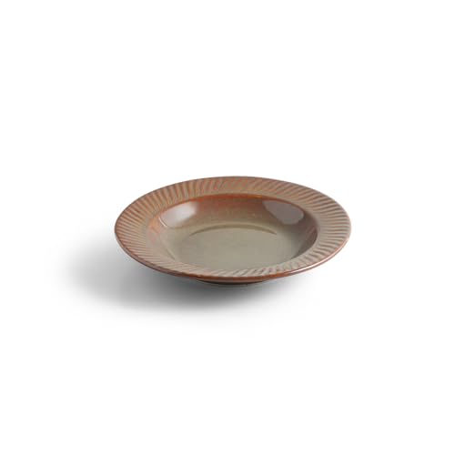 Image of ExclusiveLane 'Lunar Dusk' Ceramic Pasta Bowls /Plates for Serving (Set of 2, 410 ML, Microwave Safe, Hand-Embossed) | Snack Serving Plate for Kitchen Serving Plate for Snacks